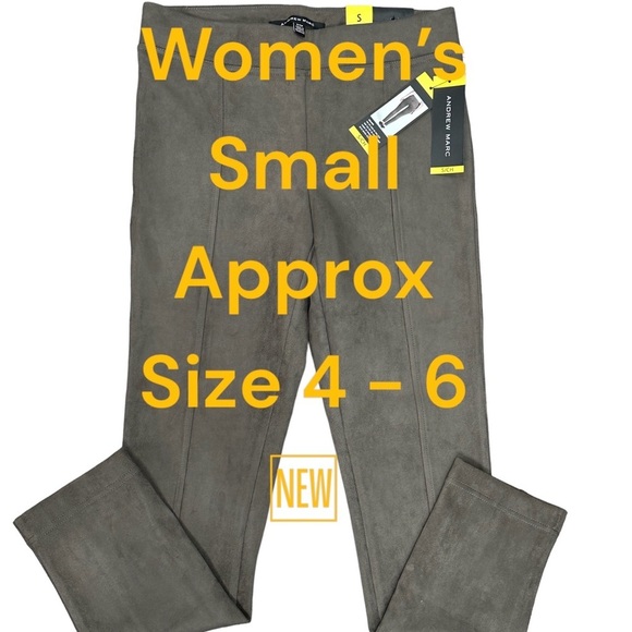 Andrew Marc Women's 4 -6 Small Faux Suede Pull On Ponte Leggings Pants Taupe NWT - Picture 2 of 12